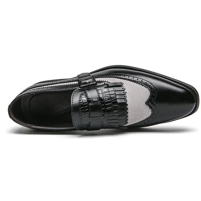 AlliLux Exotic Tassel Decor Designer Dress Shoes