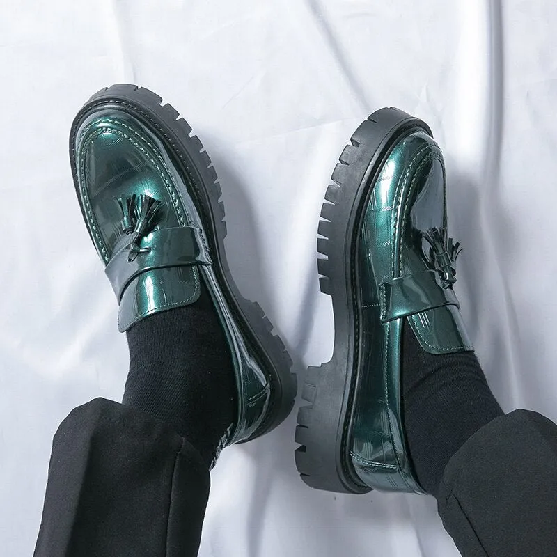 Amozae- Dundae Green Patent Chunky Sole Loafers