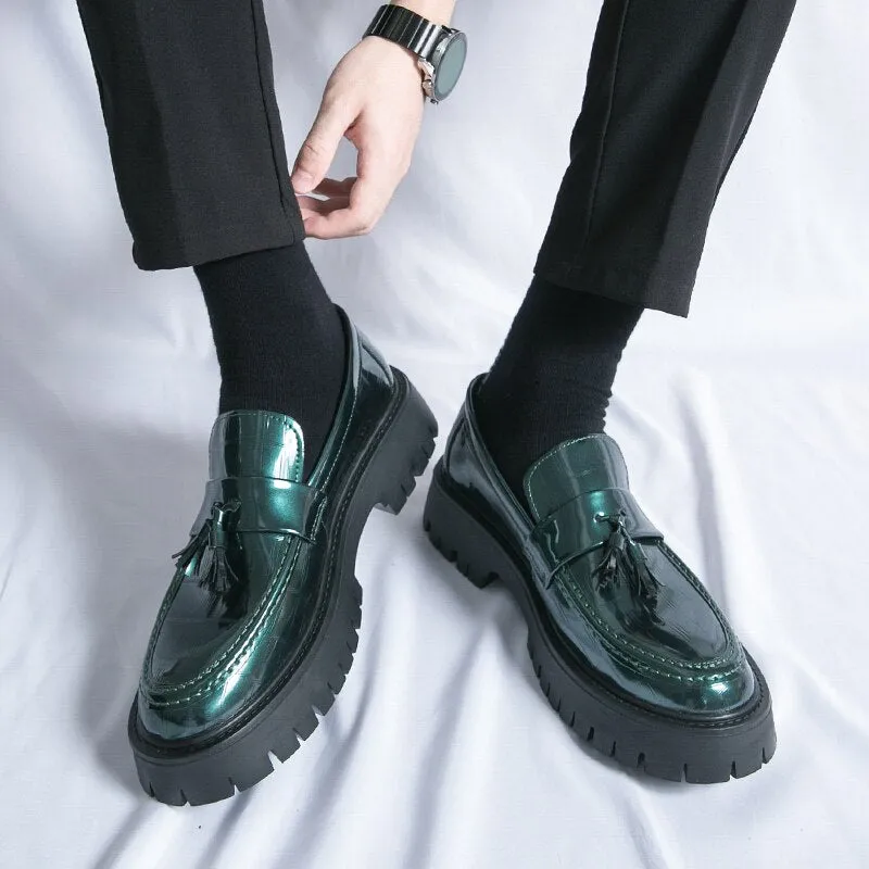 Amozae- Dundae Green Patent Chunky Sole Loafers