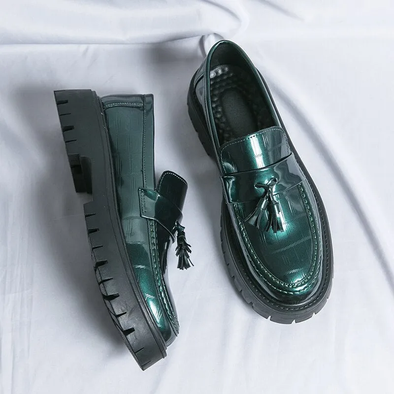 Amozae- Dundae Green Patent Chunky Sole Loafers