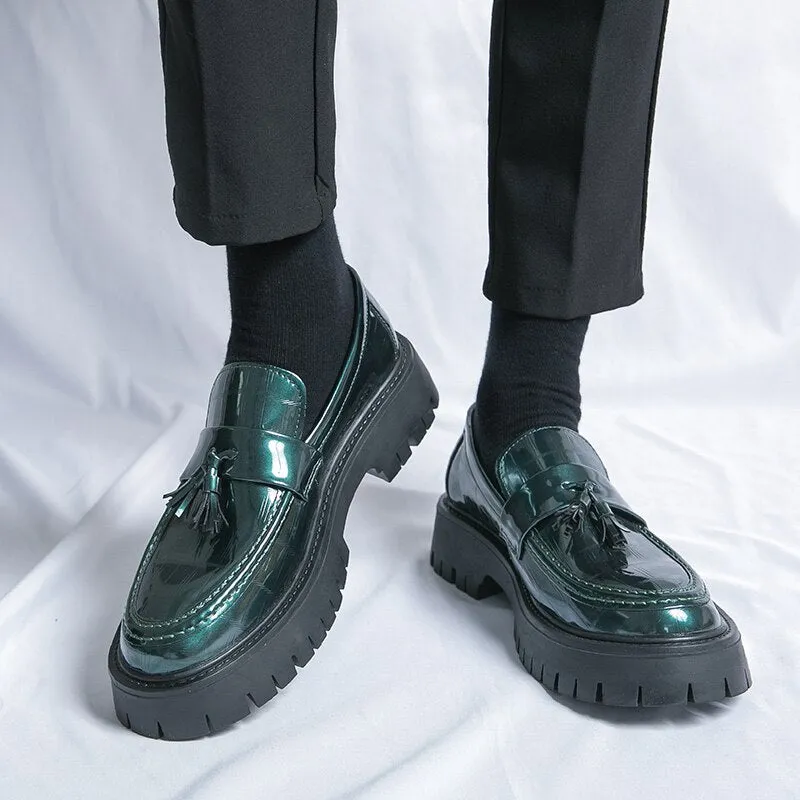 Amozae- Dundae Green Patent Chunky Sole Loafers