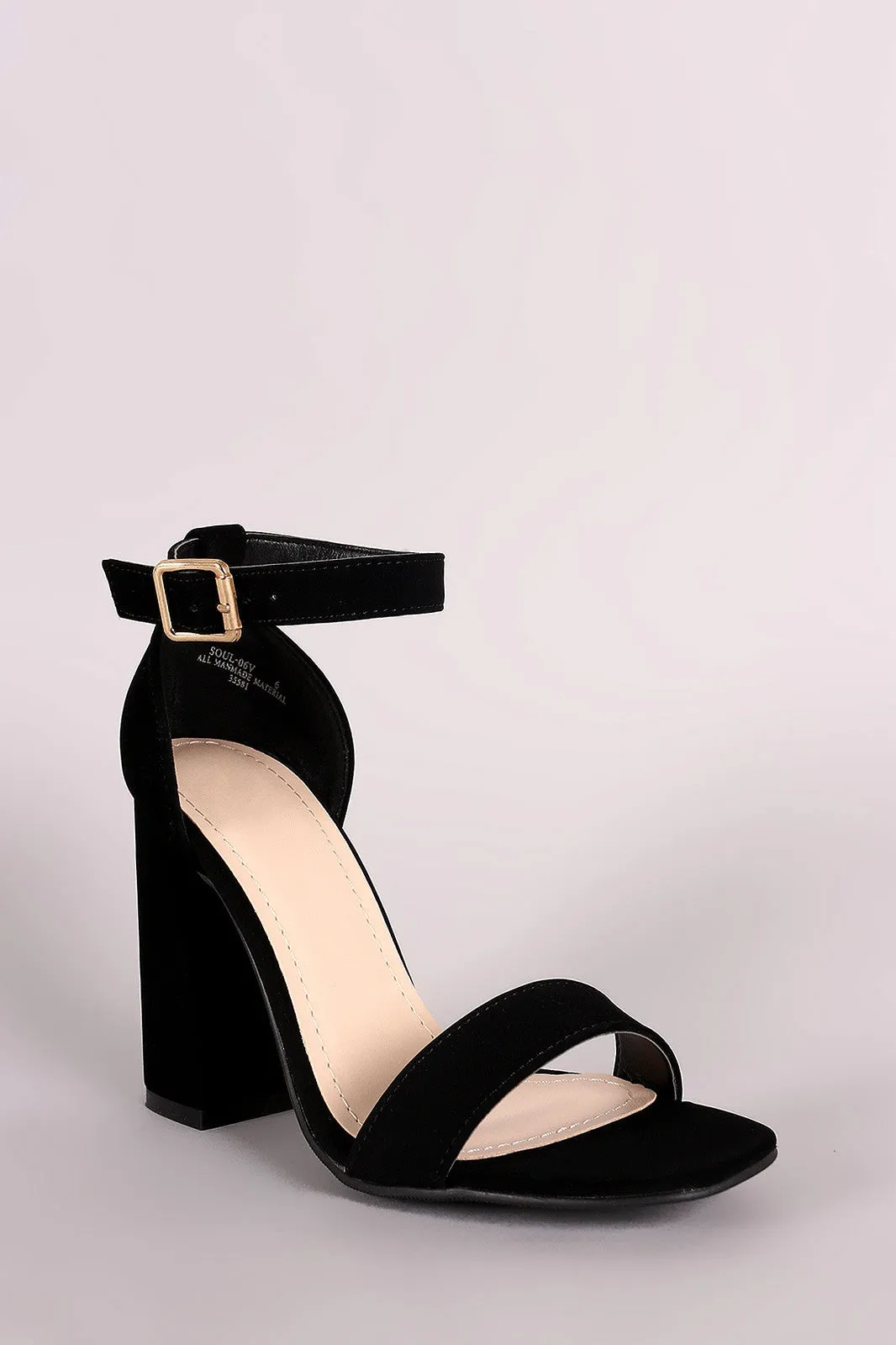 Bamboo Open Toe Single Band Ankle Cuff Chunky Heel