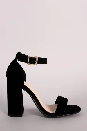 Bamboo Open Toe Single Band Ankle Cuff Chunky Heel