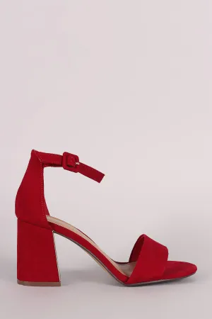 Bamboo Suede Ankle Strap Flared Heel