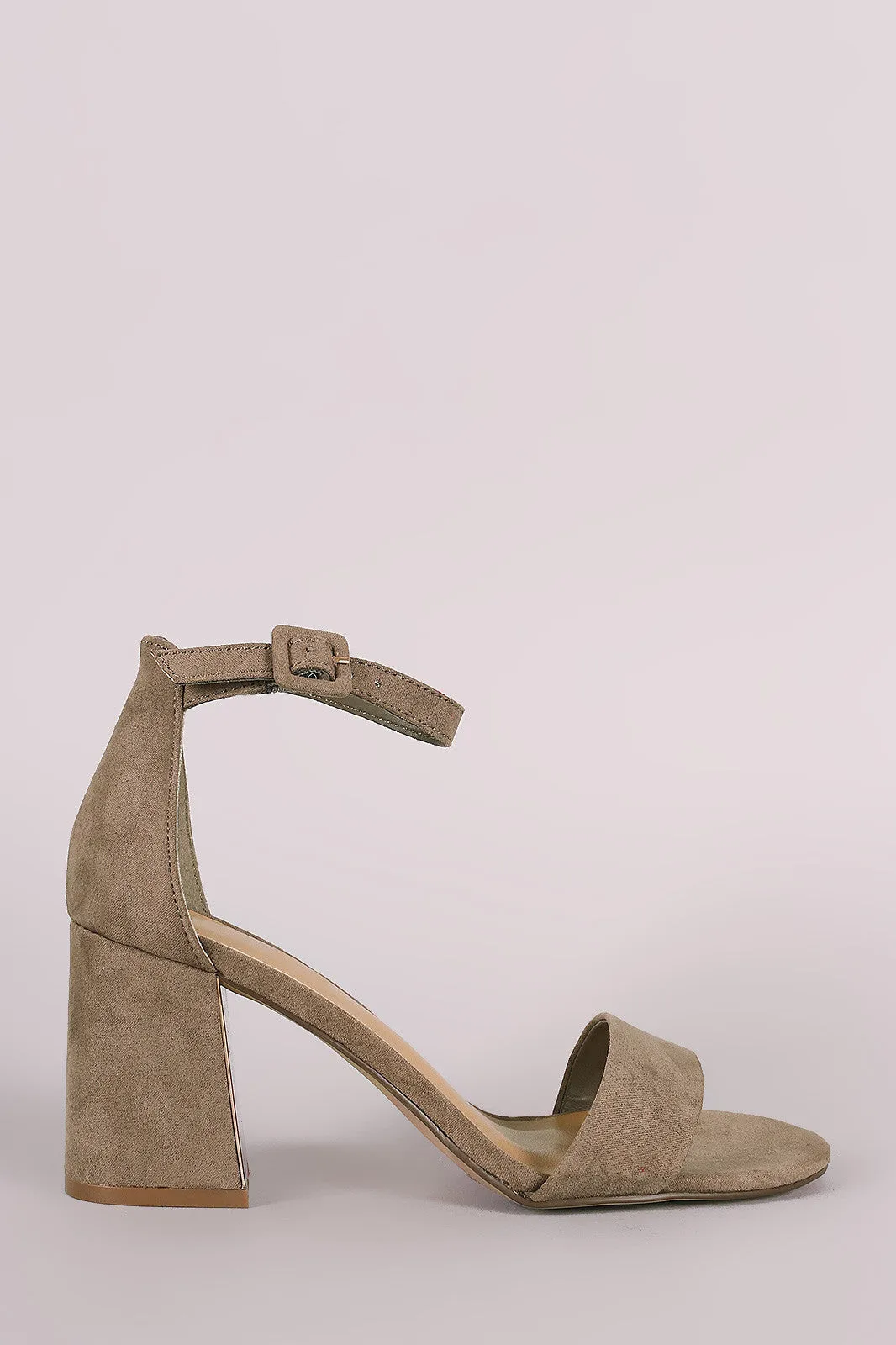 Bamboo Suede Ankle Strap Flared Heel