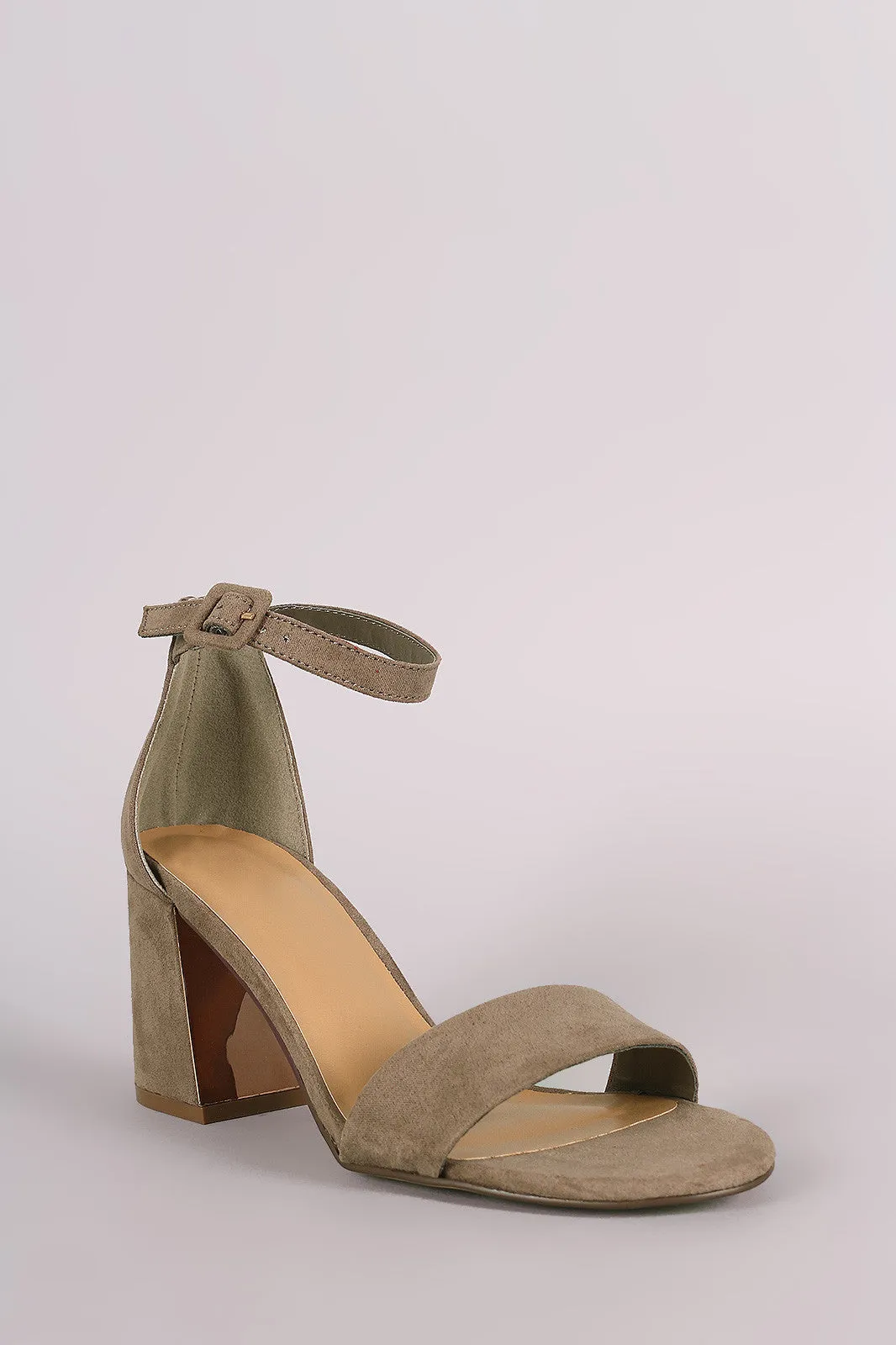 Bamboo Suede Ankle Strap Flared Heel