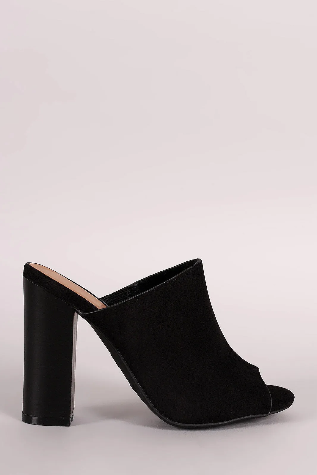 Bamboo Suede Peep Toe Chunky Heel