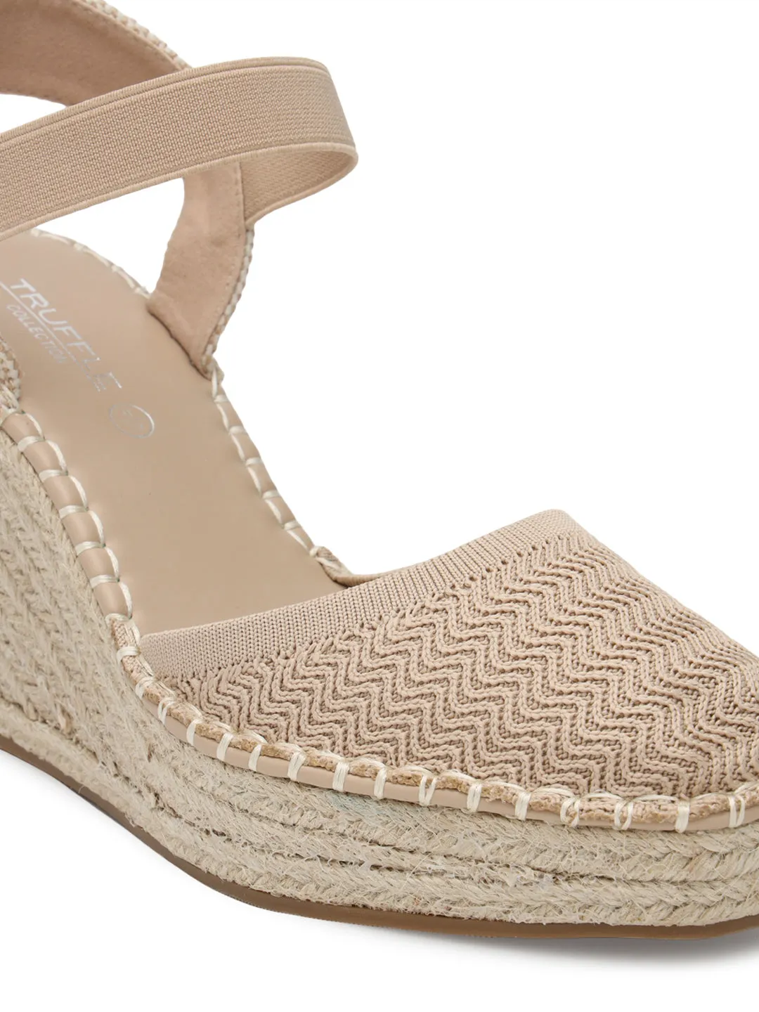 Beige Knitted Stylish Slip-On Wedges (TC-RS3662-BEIG)