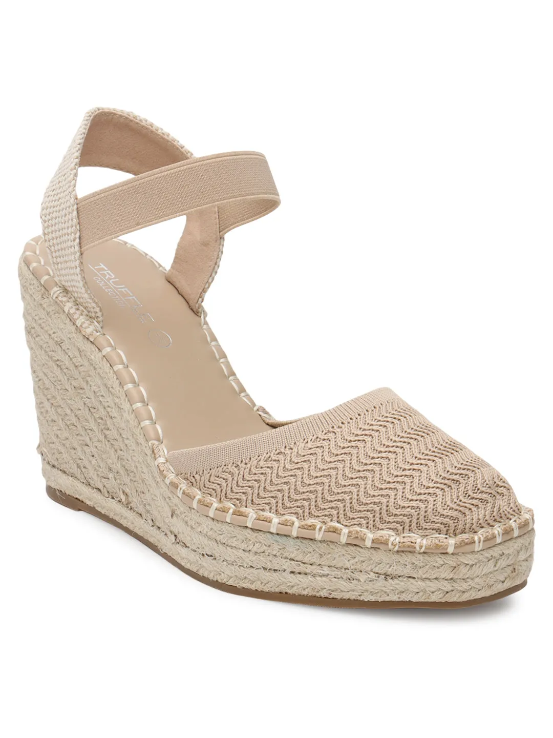 Beige Knitted Stylish Slip-On Wedges (TC-RS3662-BEIG)