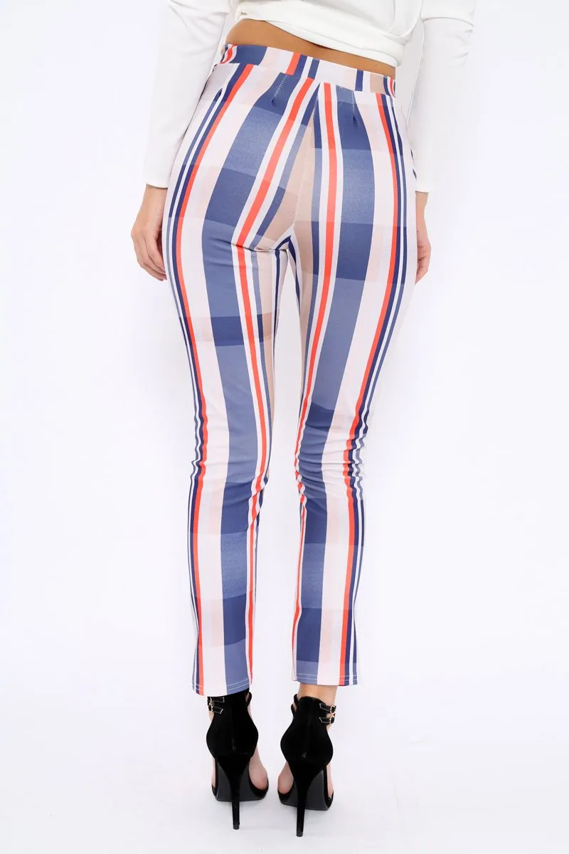 Beige Striped Tapered Trousers - Jasmyn