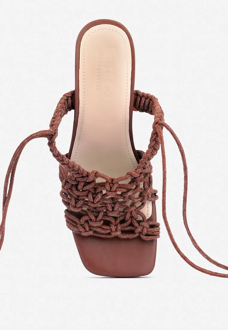 BEROE Mocca Braided Handcrafted Lace Up Sandal