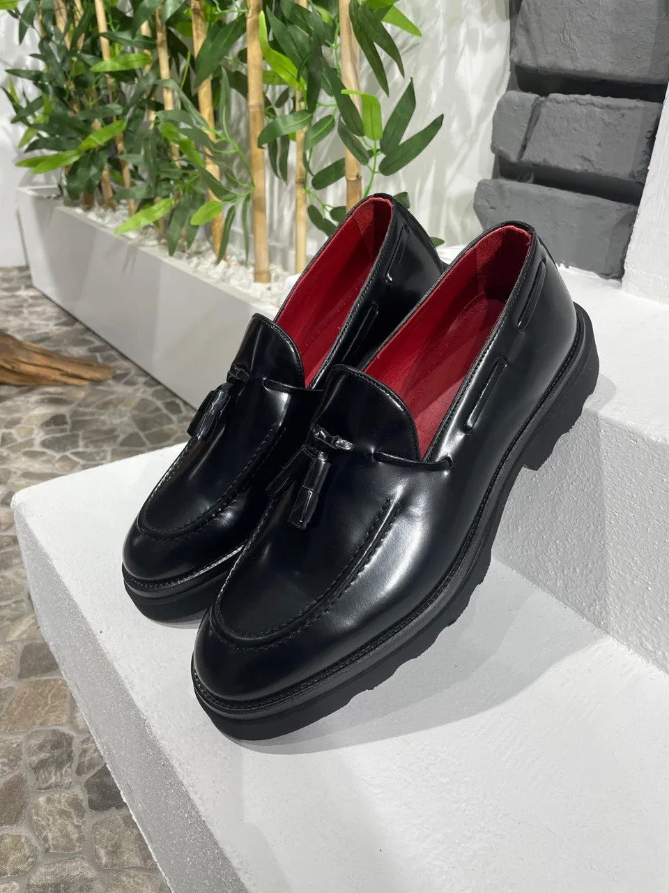 Brabion Belton Black Leather Loafers