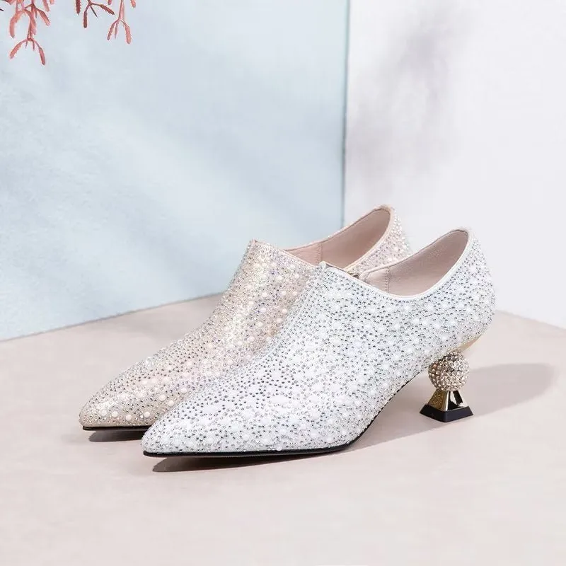 Chic Cow Leather Pointed Toe Slip-on Pumps