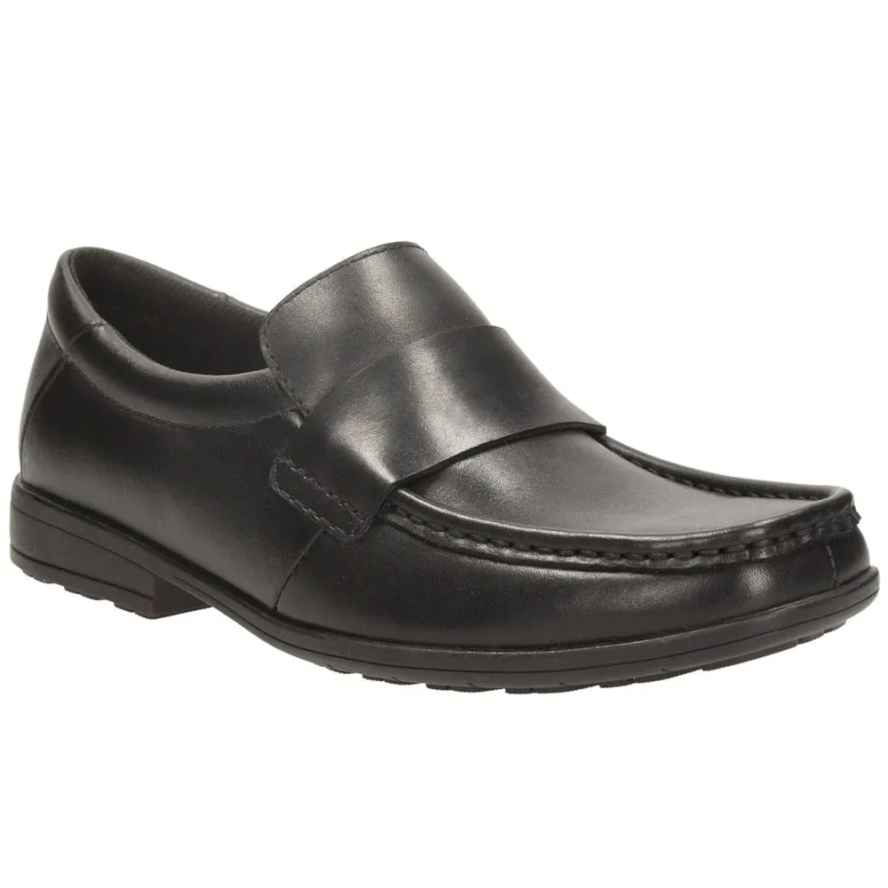 Clarks Corris Step Black Leather Senior School Boys Shoes