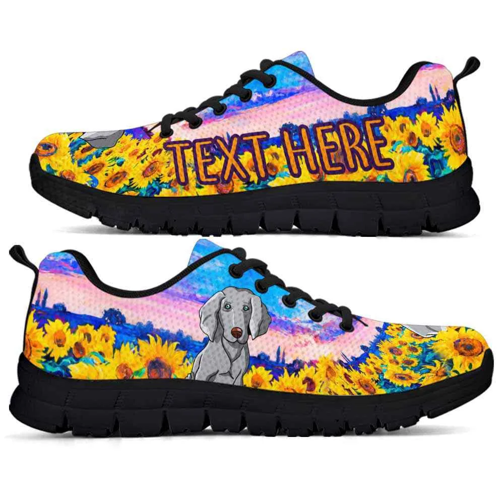 Custom Name Weimaraner Sneaker, Weimaraner Sunflower Sky Sneakers Running Shoes, Best Running Shoes