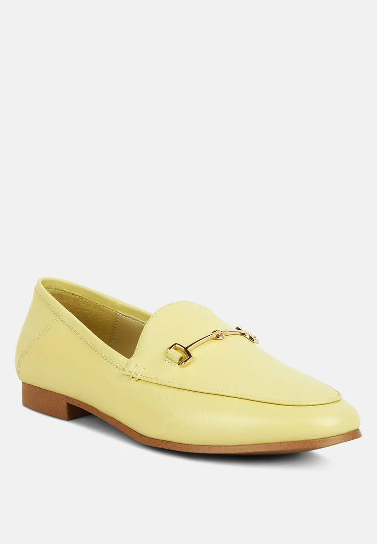 DARETH Horsebit Flat Heel Loafers in Yellow