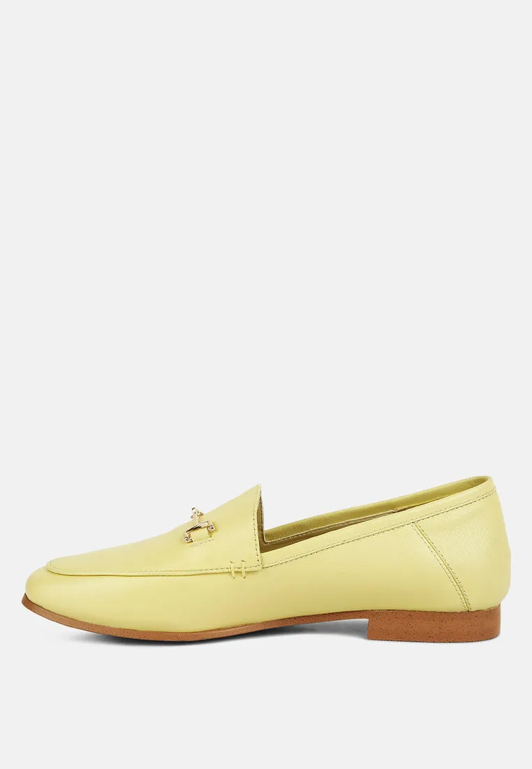 DARETH Horsebit Flat Heel Loafers in Yellow