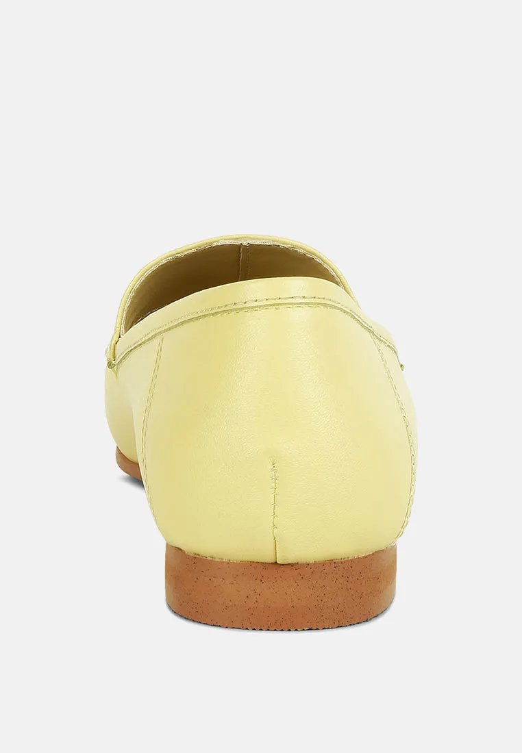 DARETH Horsebit Flat Heel Loafers in Yellow