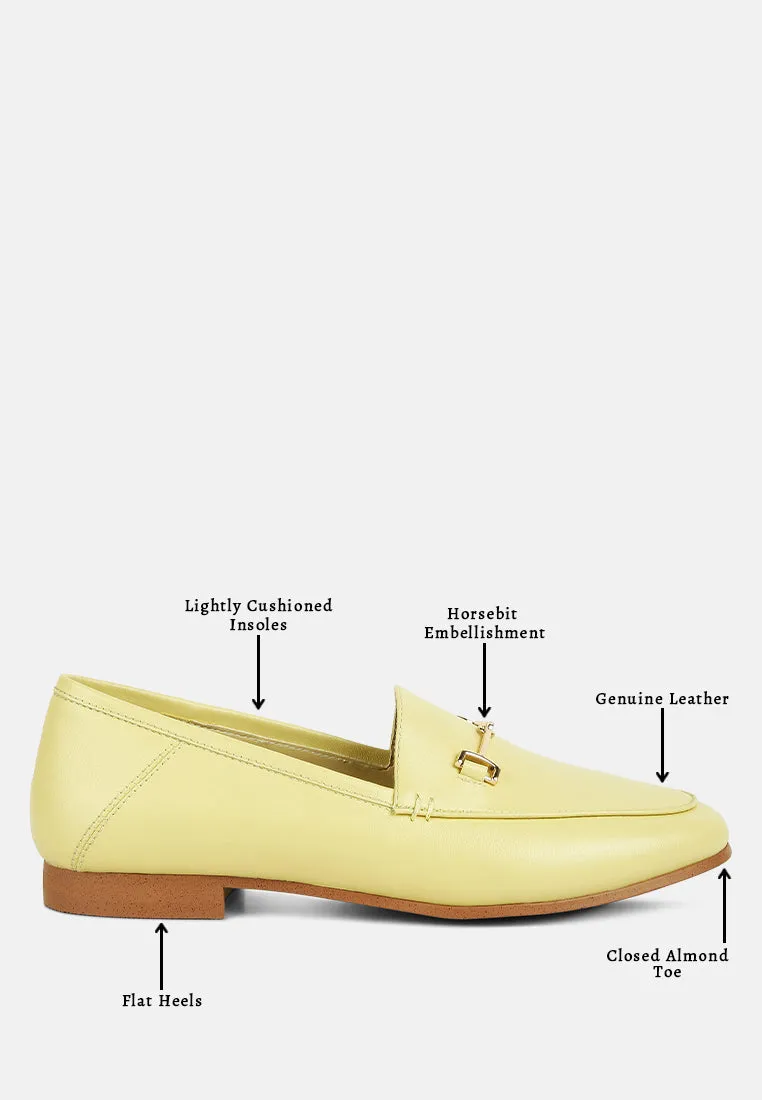 DARETH Horsebit Flat Heel Loafers in Yellow