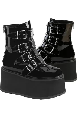 DemoniaCult Damned 105 Black Patent Boots