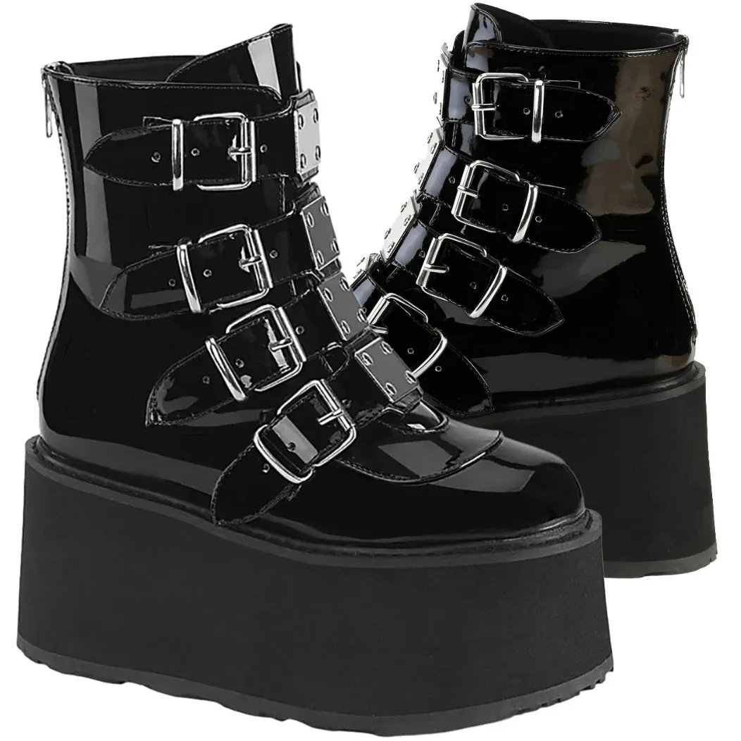 DemoniaCult Damned 105 Black Patent Boots