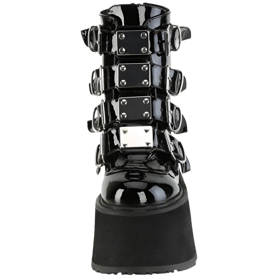 DemoniaCult Damned 105 Black Patent Boots