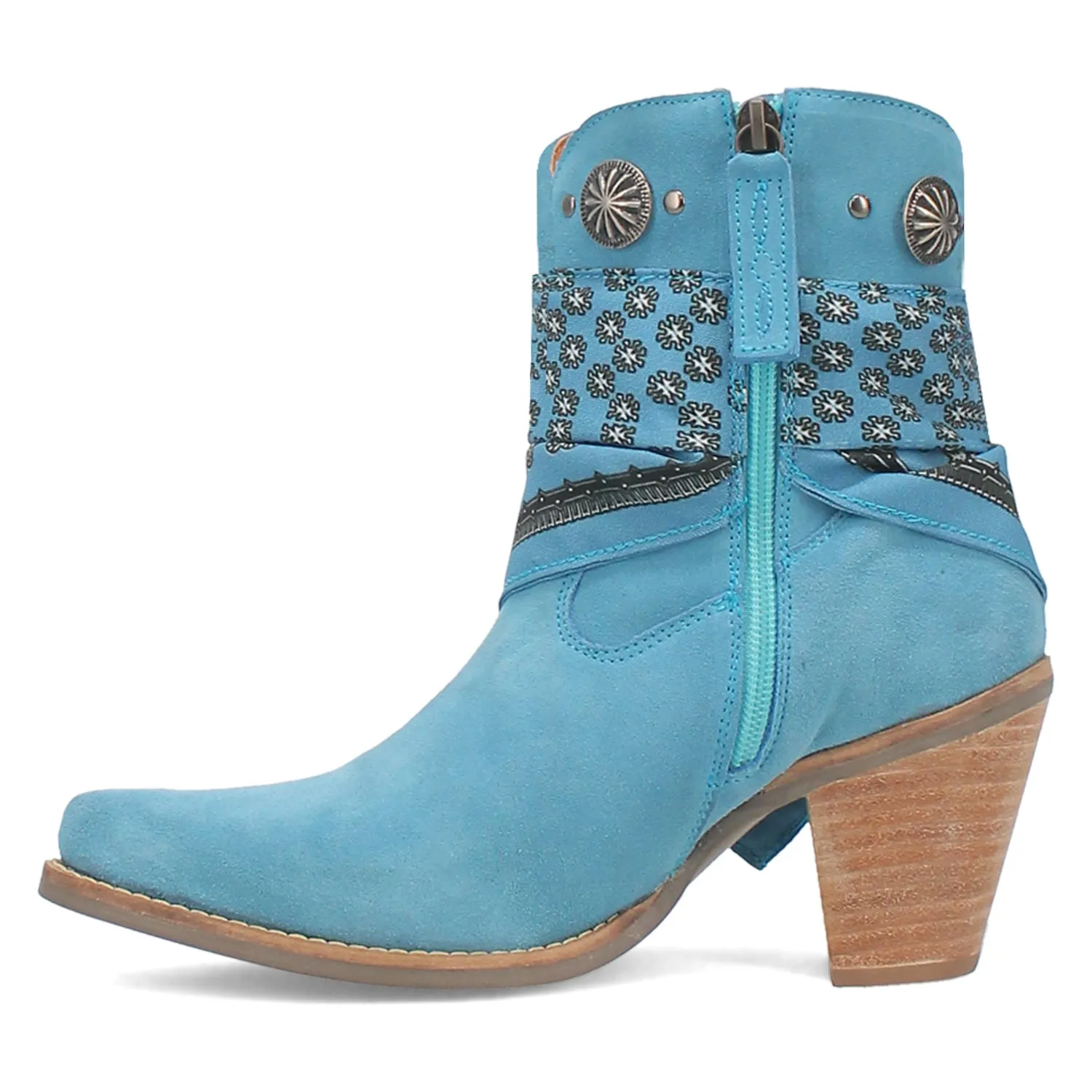 Dingo Womens Bandida Blue Suede Fashion Boots