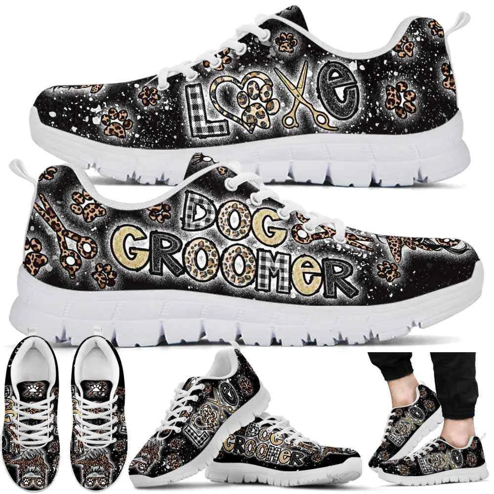 Dog Groomer Sneaker, Dog Groomer Leopard Bleached Sneakers Shoes, Best Running Shoes, Unique Gifts For Dog Lovers