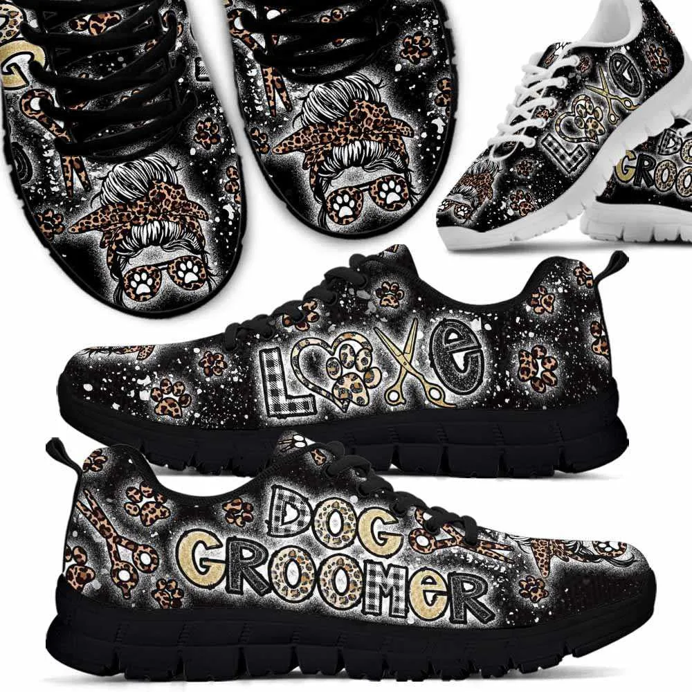 Dog Groomer Sneaker, Dog Groomer Leopard Bleached Sneakers Shoes, Best Running Shoes, Unique Gifts For Dog Lovers