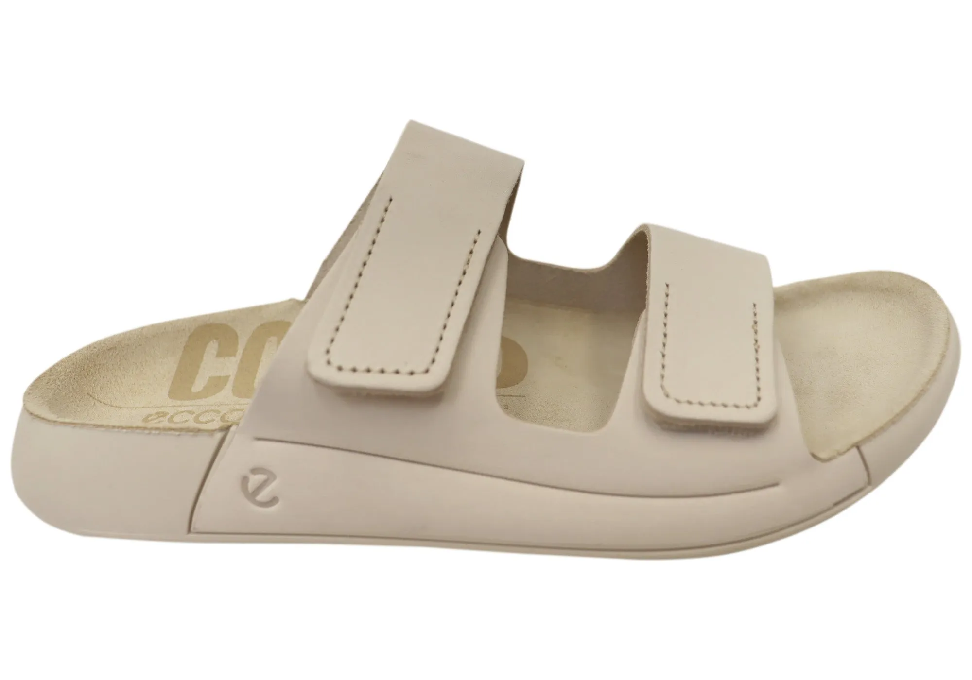 ECCO 2nd Cozmo Womens Comfortable Leather 2 Strap Slide Sandals