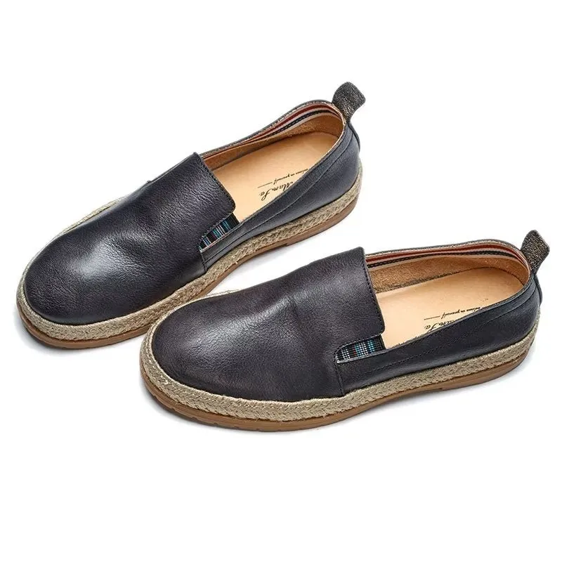 ElegantLux Cow Leather Slip-on Loafers