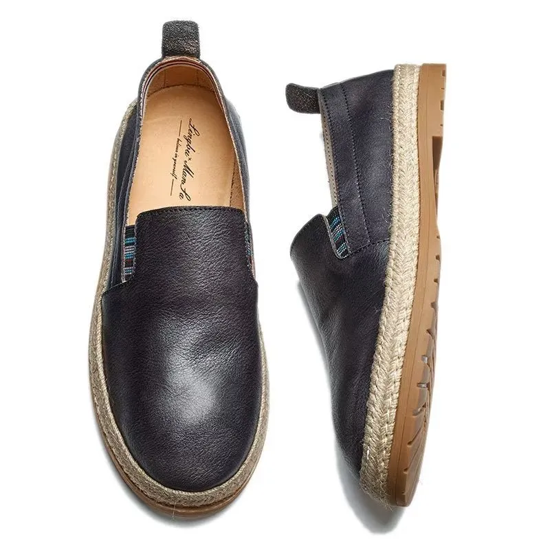 ElegantLux Cow Leather Slip-on Loafers