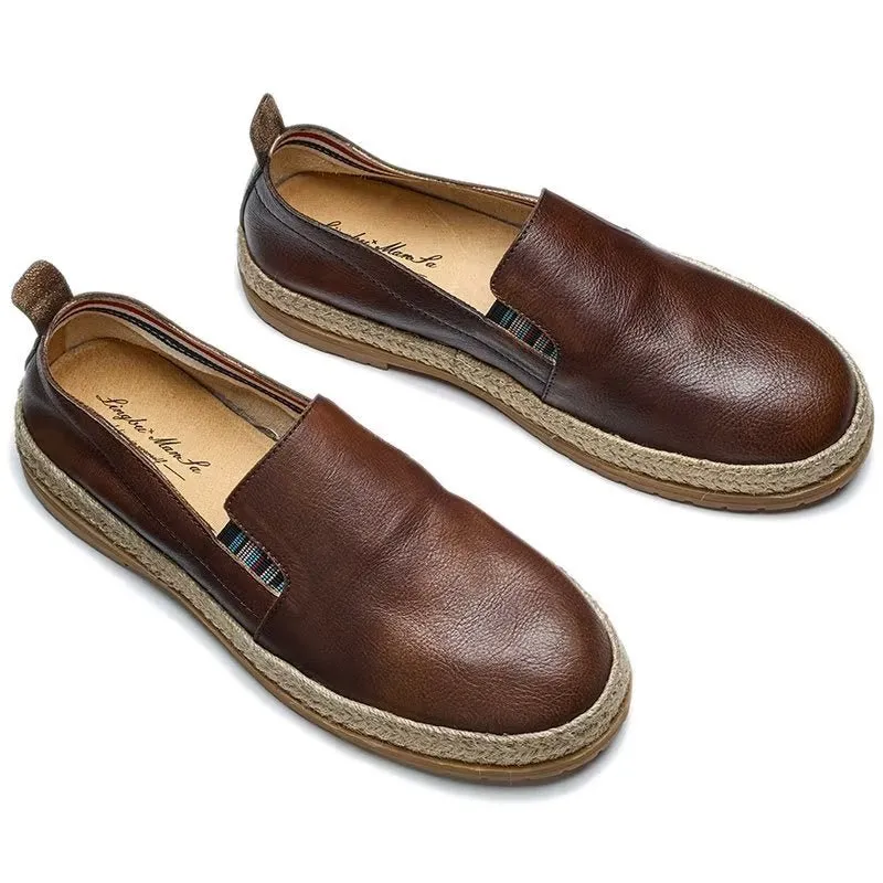 ElegantLux Cow Leather Slip-on Loafers