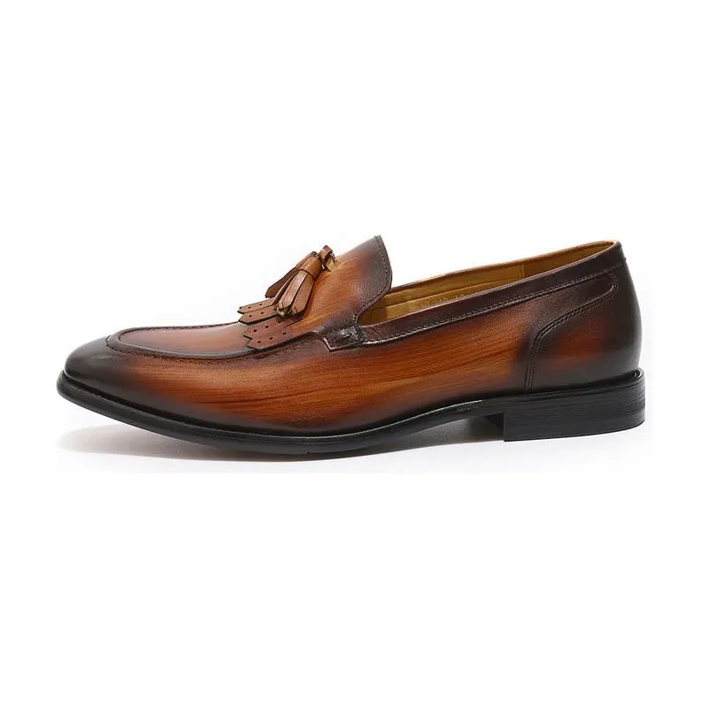 Exotic Elegance: Breathable Leather Slip-On Loafers