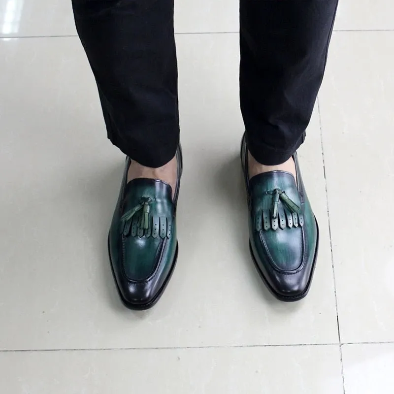 Exotic Elegance: Breathable Leather Slip-On Loafers