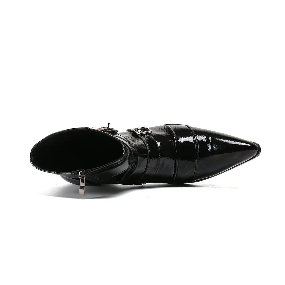 Exotic Metal Toe Western Punk Leather Loafers