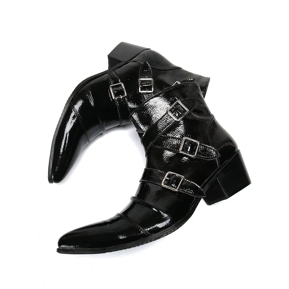 Exotic Metal Toe Western Punk Leather Loafers