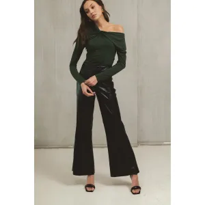 Faux Leather Wide Leg Pants