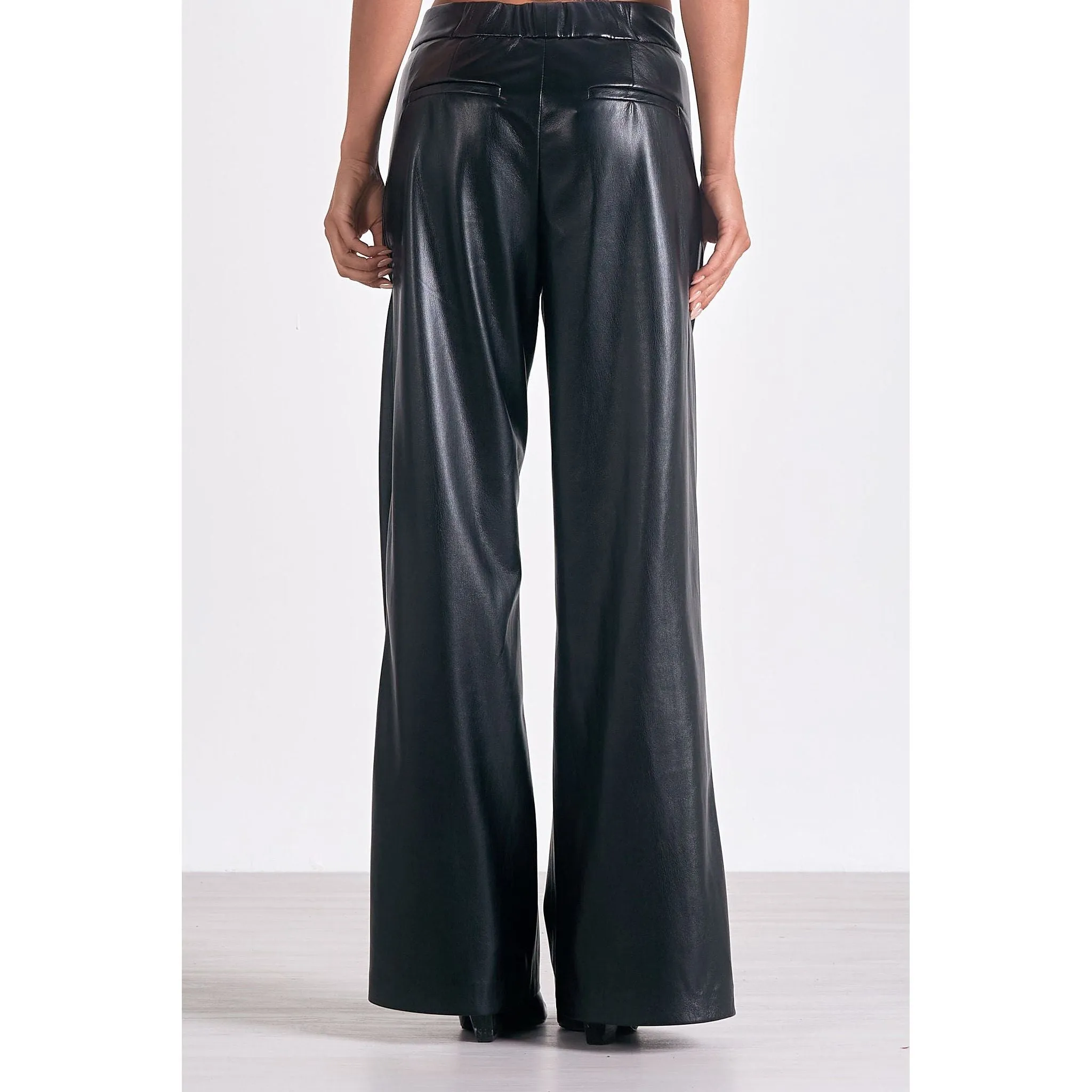 Faux Leather Wide Leg Pants