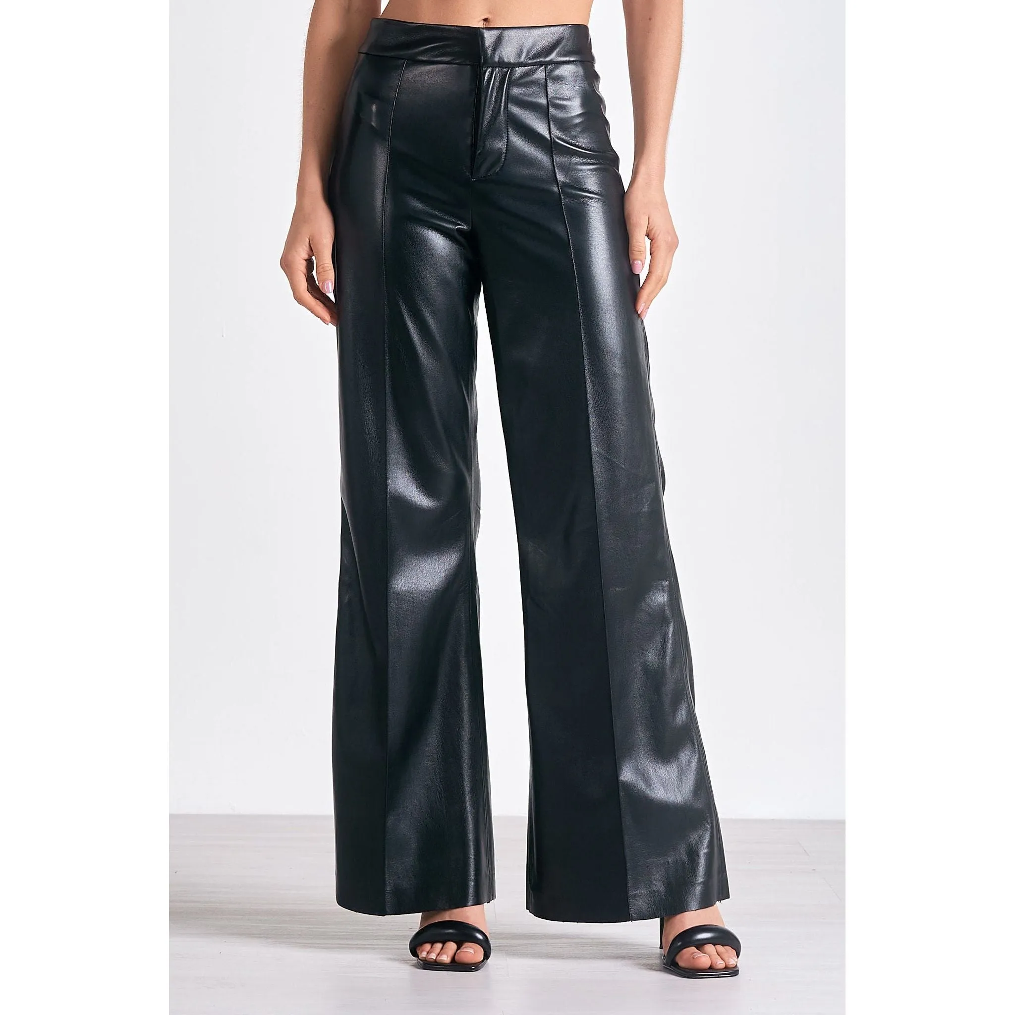 Faux Leather Wide Leg Pants