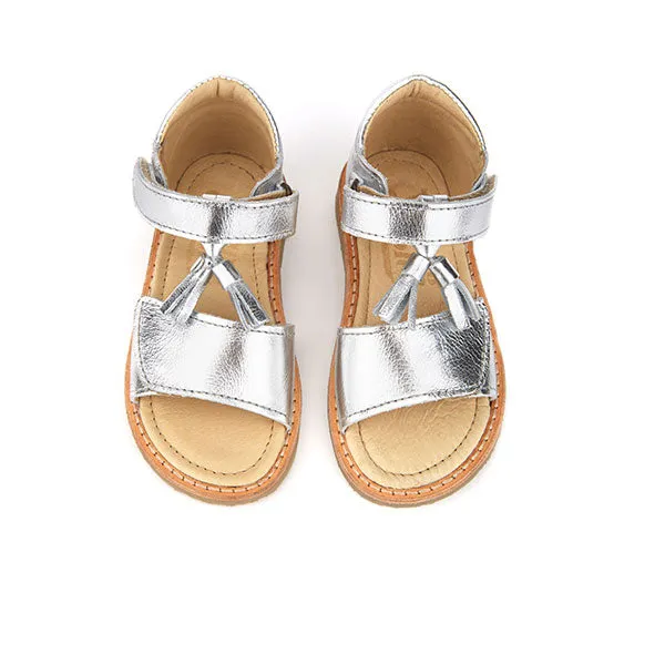 Flo Velcro Tassel Kids Sandal Silver Leather