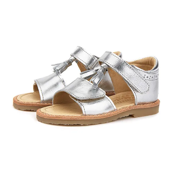 Flo Velcro Tassel Kids Sandal Silver Leather