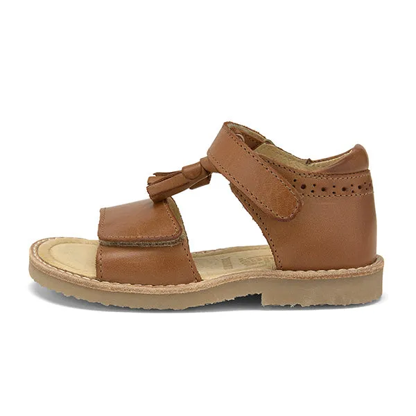 Flo Velcro Tassel Kids Sandal Tan Burnished Leather