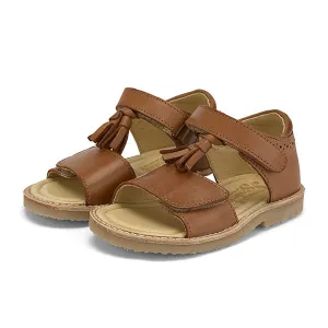 Flo Velcro Tassel Kids Sandal Tan Burnished Leather