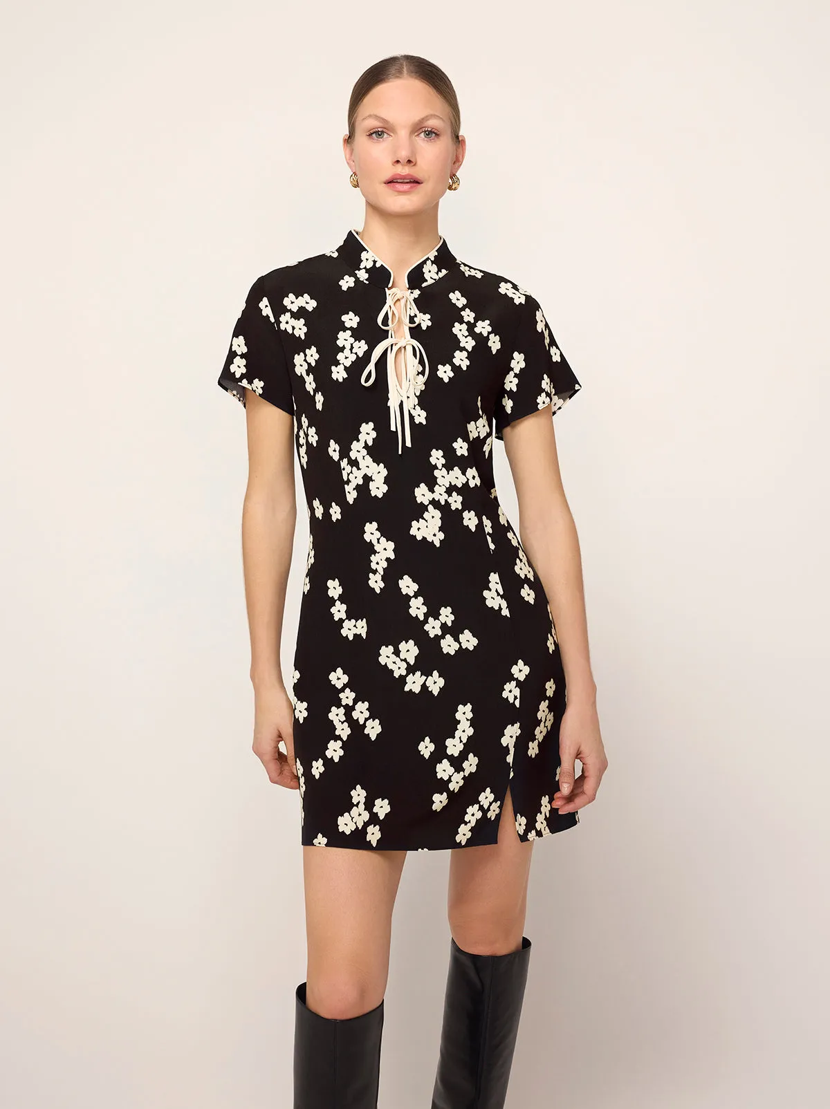 Gretchen Black Blurred Floral Print Mini Dress