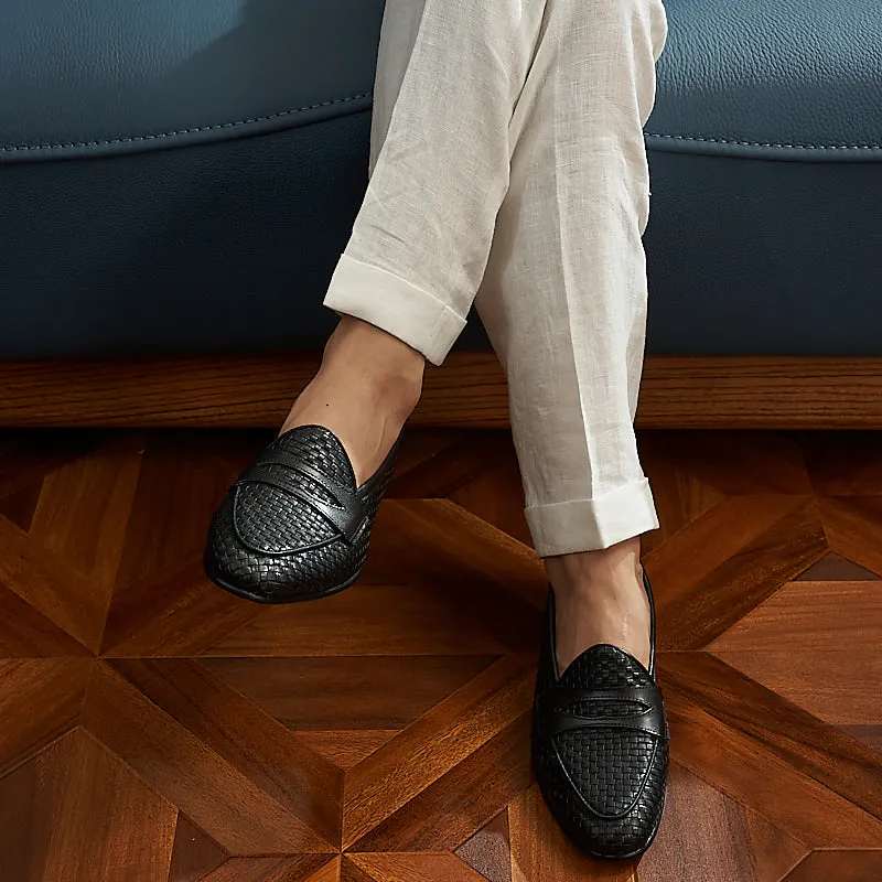 HazelLux Leather Slip-On Loafers