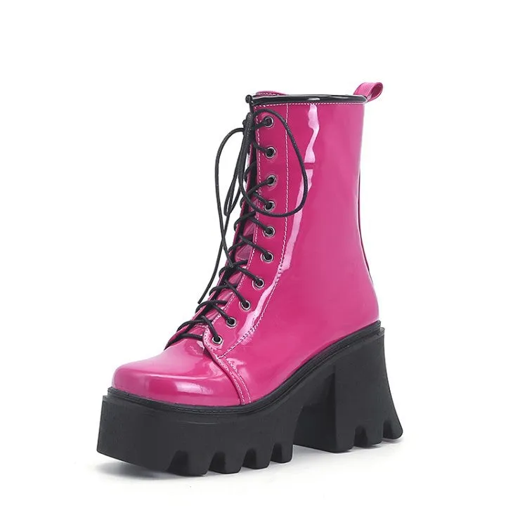 Hot Pink Platformed Combat Boots - Fern and Oak