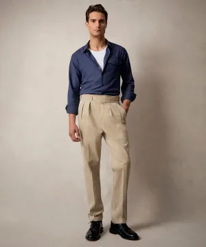 Italian Brushed Cotton Gurkha Trouser in Granite Grey