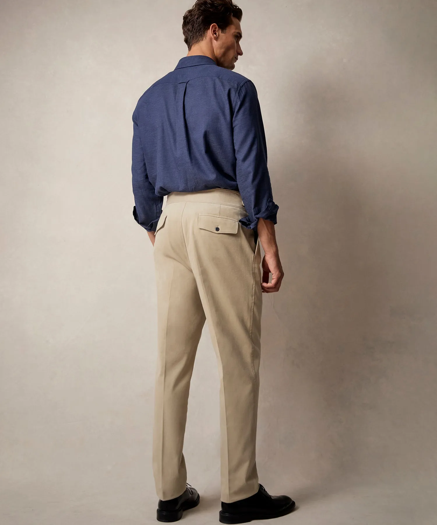 Italian Brushed Cotton Gurkha Trouser in Granite Grey