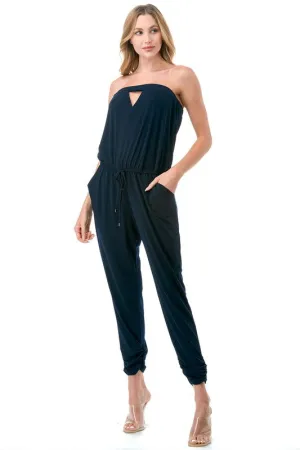 Keyhole Jumpsuit with Ruched Bottom